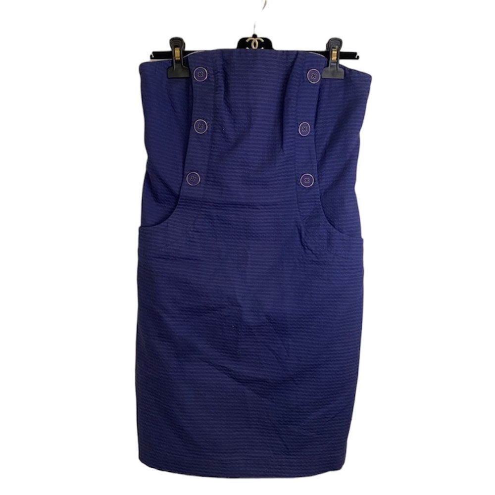 Lilly Pulitzer Navy Vanna Button Strapless Dress US 8